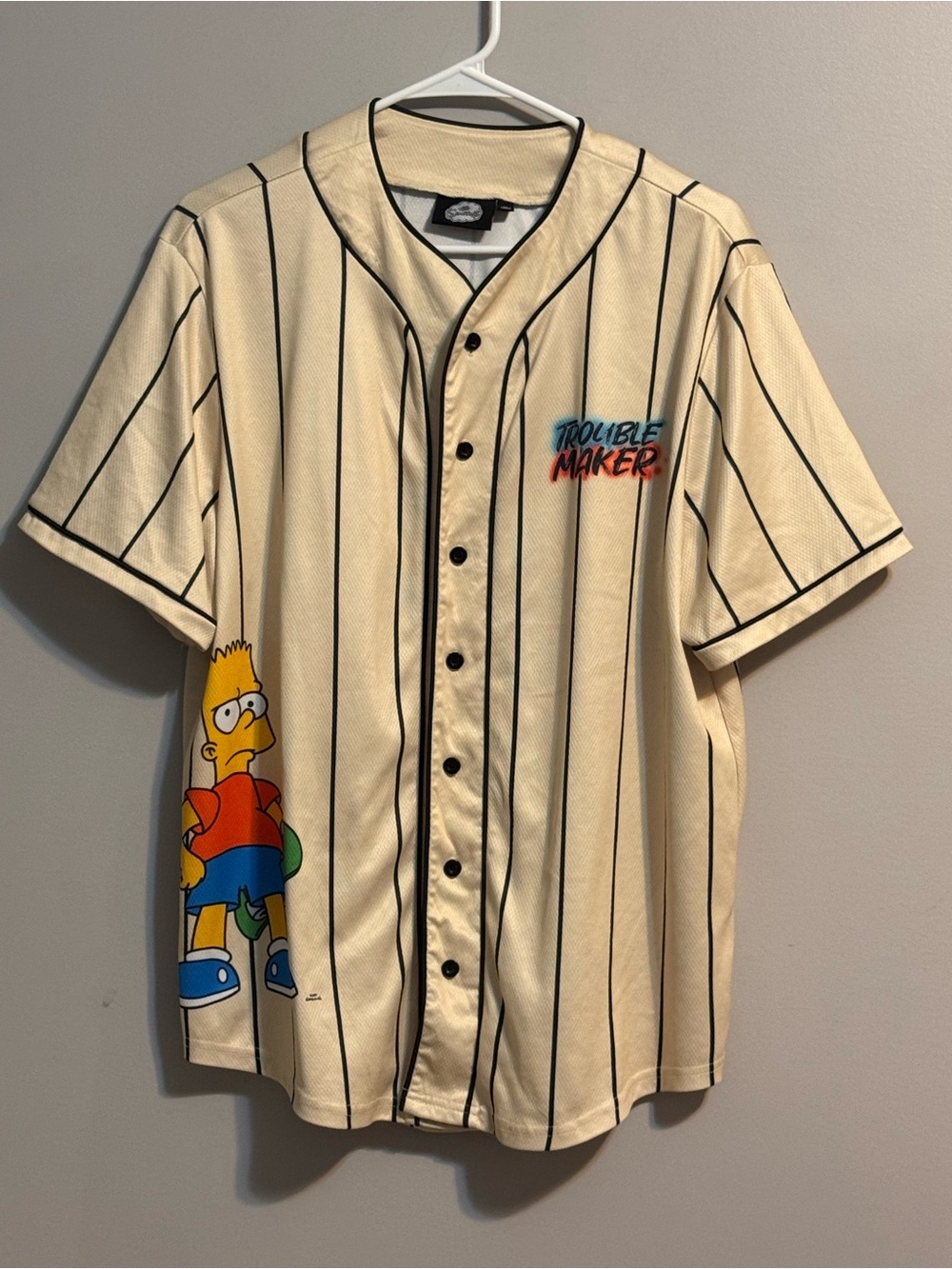 The Simpsons Bart Simpson Trouble Maker Baseball Jersey Men's M